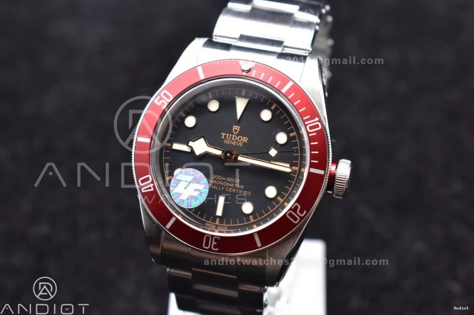 A2824 Best Bezel Red Edition 1:1 ZF SS Heritage Bay Bracelet Black on 0322